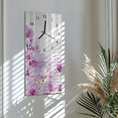 Vertical rectangular wall clock Orchids