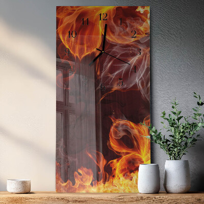 Vertical wall clock Fire flowers