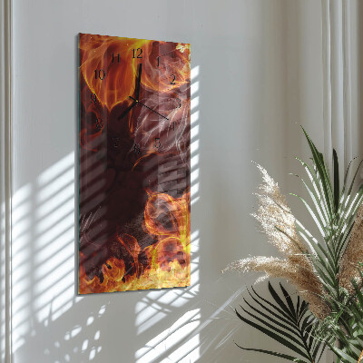 Vertical wall clock Fire flowers