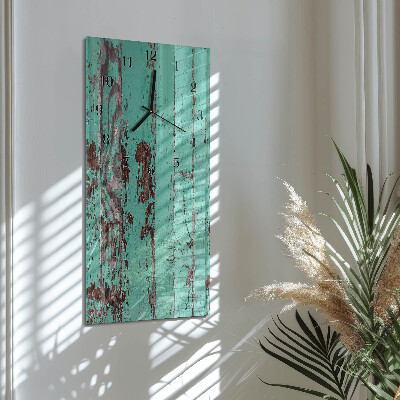 Glass clock vertical Wooden wall