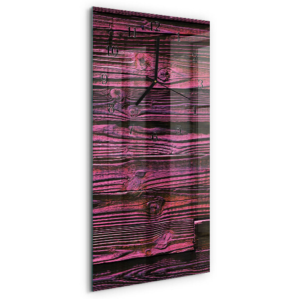 Glass wall clock vertical Wooden panels