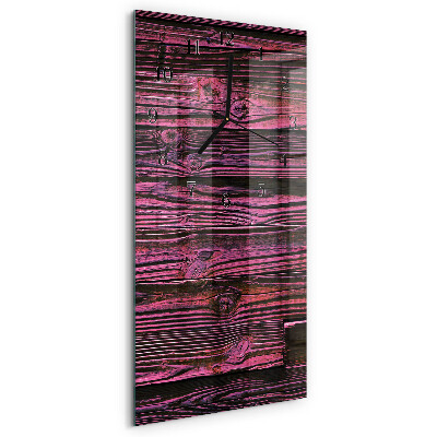 Glass wall clock vertical Wooden panels