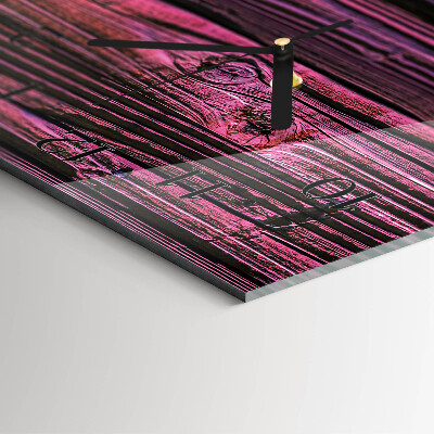 Glass wall clock vertical Wooden panels