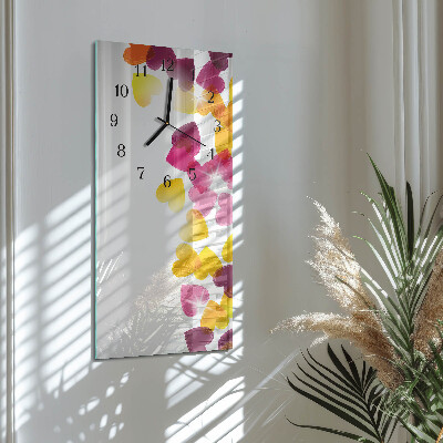 Glass clock vertical Colorful hearts