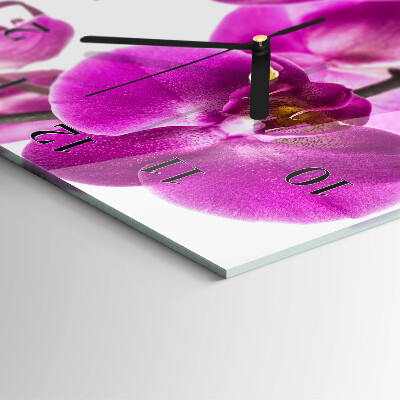 Glass wall clock vertical Orchids