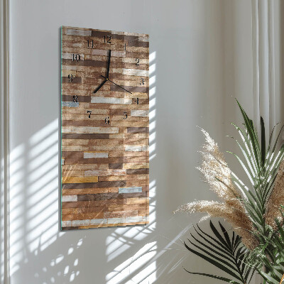 Glass wall clock vertical Construction blocks