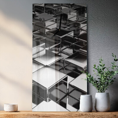 Vertical rectangular wall clock Metal cubes