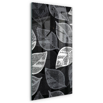 Vertical rectangular wall clock Plant leaves