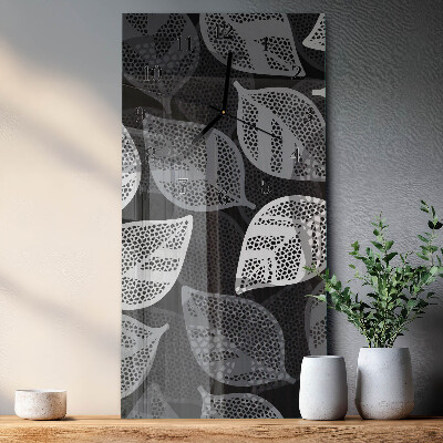 Vertical rectangular wall clock Plant leaves
