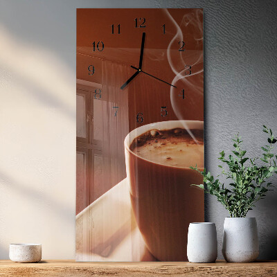 Glass wall clock vertical Coffee