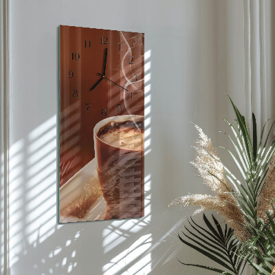 Glass wall clock vertical Coffee