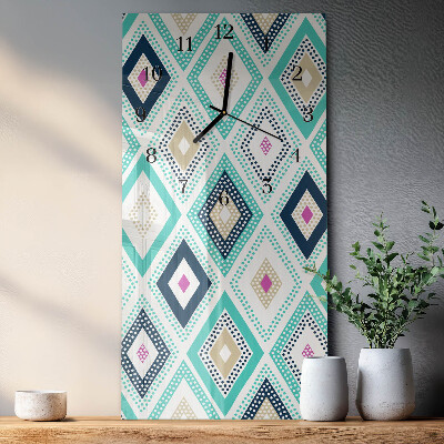 Glass clock vertical Diamonds