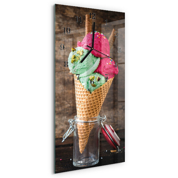 Glass wall clock vertical Ice