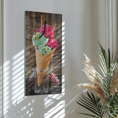 Glass wall clock vertical Ice