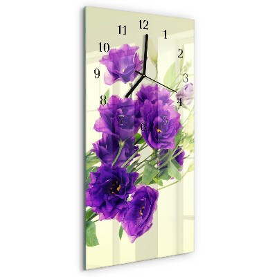 Modern vertical wall clock Flowers