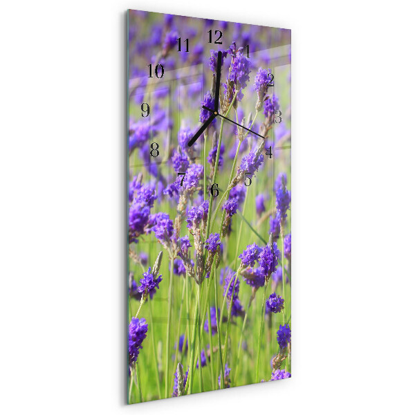 Glass wall clock vertical Lavender