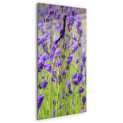 Glass wall clock vertical Lavender
