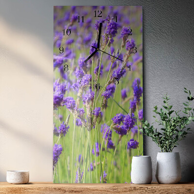 Glass wall clock vertical Lavender