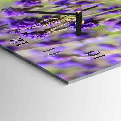 Glass wall clock vertical Lavender