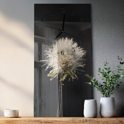 Glass wall clock vertical Milk thistle