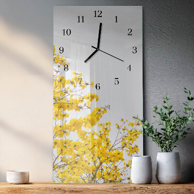 Glass wall clock vertical Flowering tree
