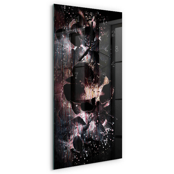 Modern vertical wall clock Flowers