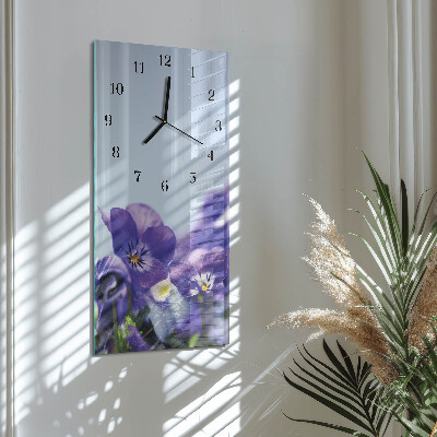 Glass clock vertical Flowers