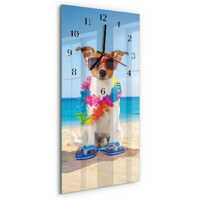 Glass wall clock vertical Dog