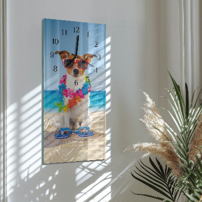 Glass wall clock vertical Dog