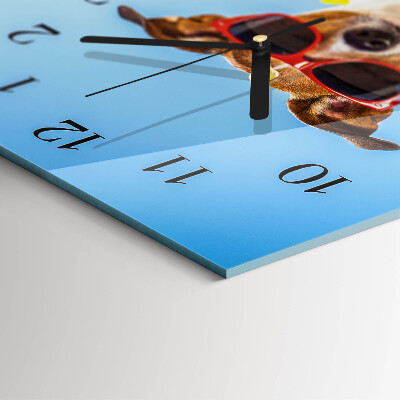 Glass wall clock vertical Dog
