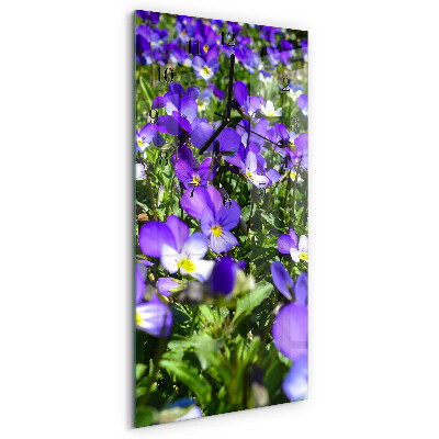 Glass clock vertical Primroses