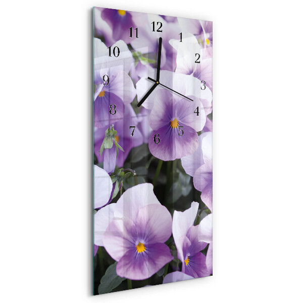 Glass clock vertical Flowers