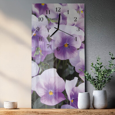 Glass clock vertical Flowers