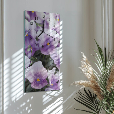 Glass clock vertical Flowers