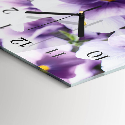 Glass clock vertical Flowers