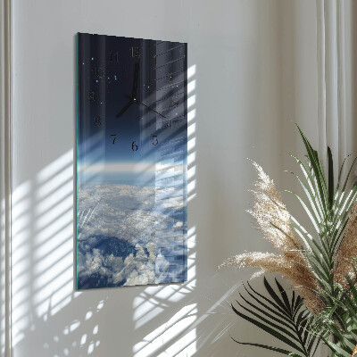 Glass wall clock vertical Earth's Universe