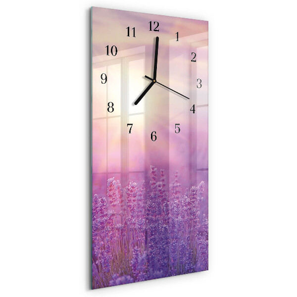 Glass clock vertical Lavender