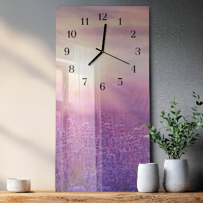 Glass clock vertical Lavender