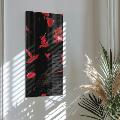 Vertical wall clock Rose petals