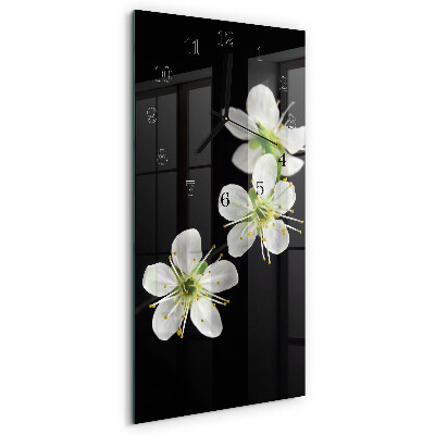 Glass clock vertical Flowers