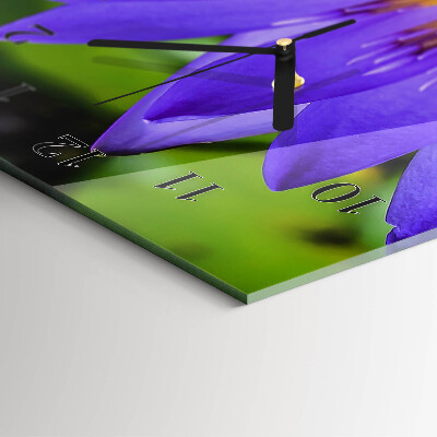 Glass wall clock vertical Flower