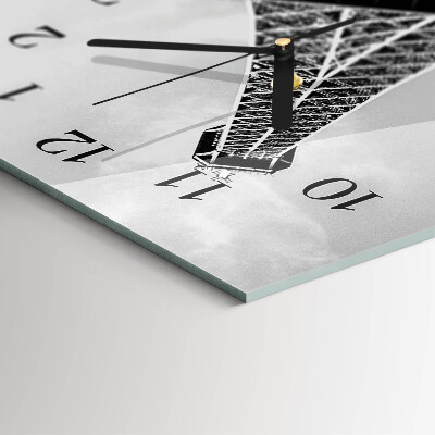 Glass wall clock vertical Eiffel Tower