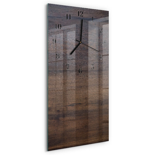 Glass wall clock vertical Wooden board
