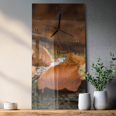 Glass wall clock vertical Autumn