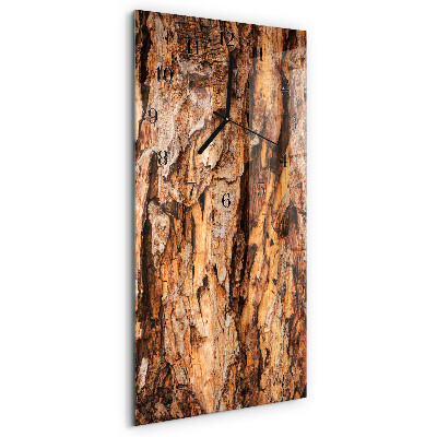 Glass clock vertical Tree bark