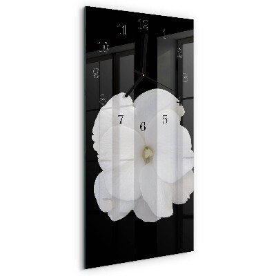 Glass wall clock vertical Flower