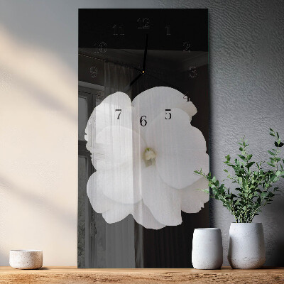 Glass wall clock vertical Flower