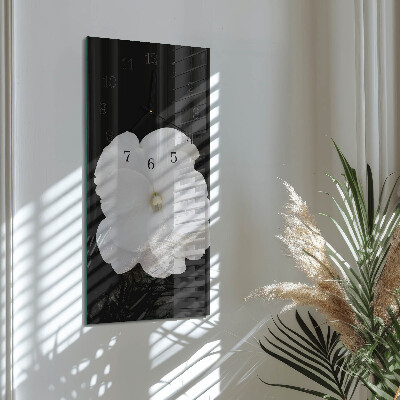 Glass wall clock vertical Flower