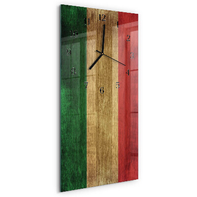 Glass clock vertical Italian flag