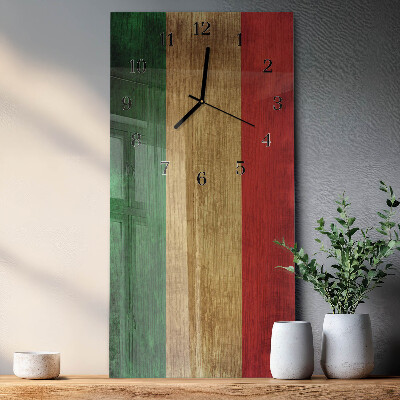 Glass clock vertical Italian flag